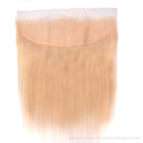 Raw cuticle aligned straight blond 613 human hair,Virgin Hair bundles with lace closure frontal